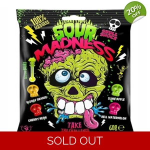 Sour Madness Skulls - Hard Skull Candies Challenge Sweets - 60g Bag
